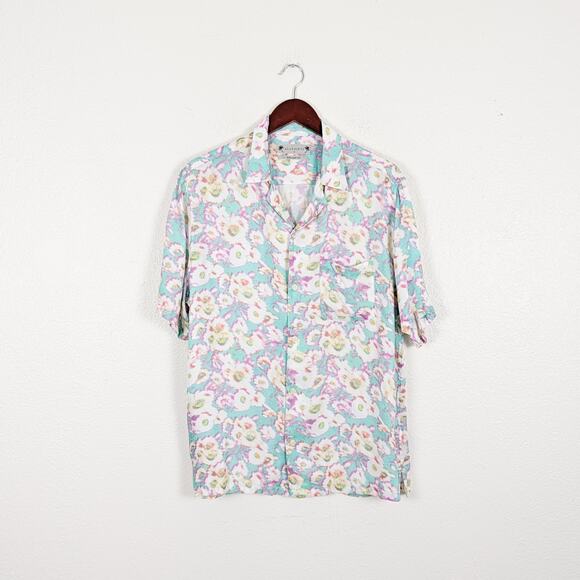 All Saints Men's Florax Floral Printed Camp Collar Shirt size Medium - Picture 2 of 8